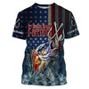 Bluejose Bass Fishing American Flag Fishing Shirts, Personalized Patriotic Fishing Gifts Hookded On Freedom