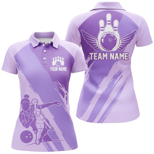 BlueJoses Purple Bowling Queen Personalized All Over Printed Shirt For Women