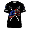 Bluejose Bowfishing American Flag Custom Long Sleeve Fishing Shirts, Patriotic Bow Fishing Gifts