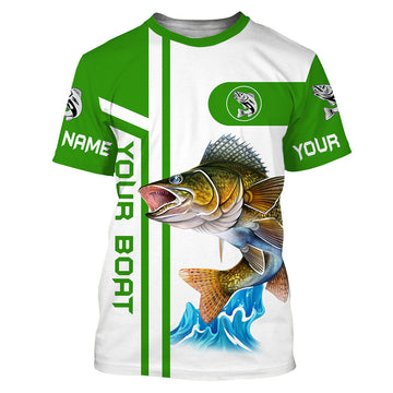 BlueJose Walleye Fishing Customize Name And Boat Name Shirt