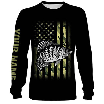 Bluejose Crappie Fishing American Flag Patriotic Black Camo Custom Name 3D All Over Printed Shirts