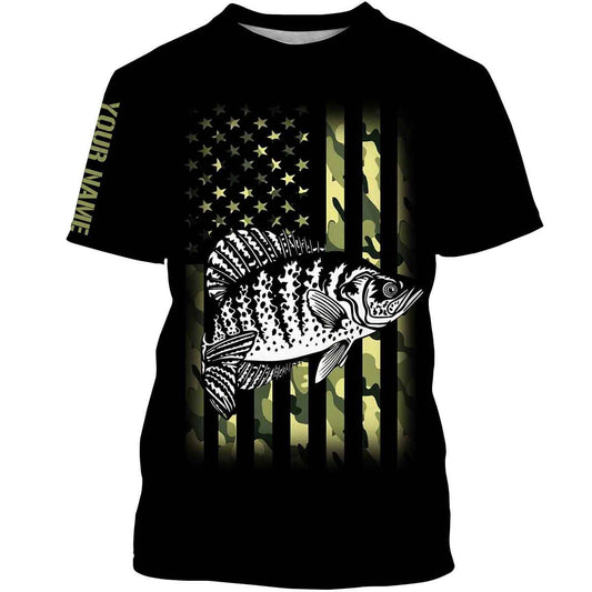 Bluejose Crappie Fishing American Flag Patriotic Black Camo Custom Name 3D All Over Printed Shirts