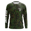 Bluejose Custom Bass Fishing Jerseys, Personalized Bass Fishing Green Camouflage Fishing Long Sleeve Shirts