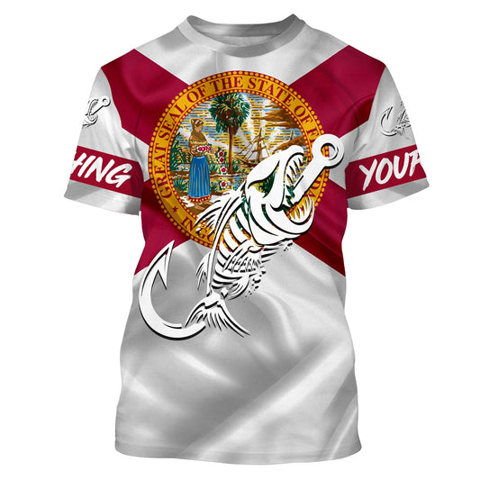 Bluejose Florida Fishing Fish Hook Skull Custom Name   Custom Fishing Shirts
