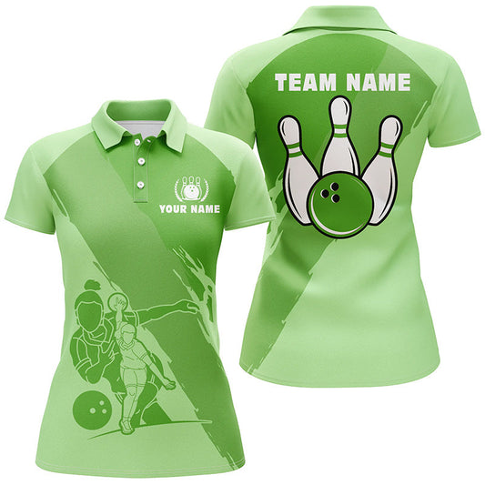 BlueJoses Green Bowling Player Classic Customized Name 3D Shirt For Women