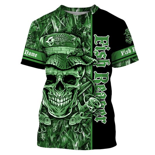 BlueJose Fish Reaper Fishing Green Camo Customize Name Shirt
