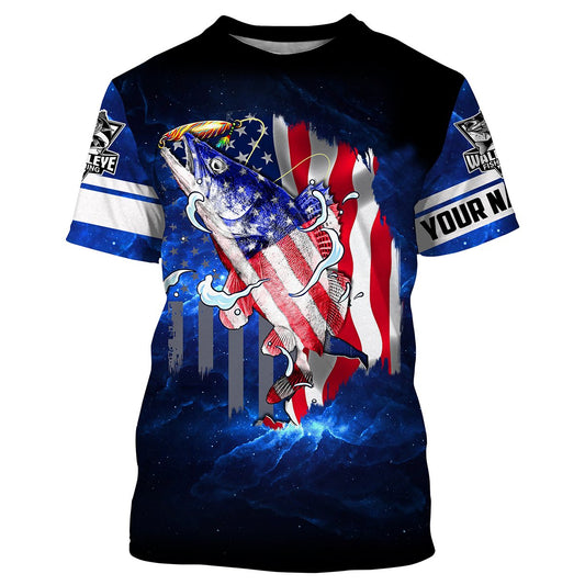Bluejose Walleye Fishing 3D American Flag Patriotic Customize Name All Over Print Shirts