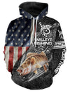BlueJose Walleye Fishing American Flag Patriotic Custome Name 3D Hoodie