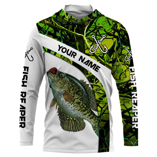 Bluejose Crappie Fishing Green Camo Customize Name   Quick Dry Long Sleeves