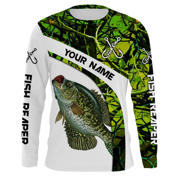 Bluejose Crappie Fishing Green Camo Customize Name   Quick Dry Long Sleeves
