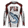 Bluejose "Born To Fish" Wahoo Fishing Red Camo Custom Name   Long Sleeve Fishing Shirts