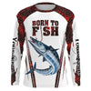 Bluejose "Born To Fish" Wahoo Fishing Red Camo Custom Name   Long Sleeve Fishing Shirts