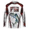 Bluejose "Born To Fish" King Mackerel Fishing Red Camo Custom 3D   Long Sleeve Fishing Shirts