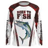 Bluejose "Born To Fish" King Mackerel Fishing Red Camo Custom 3D   Long Sleeve Fishing Shirts