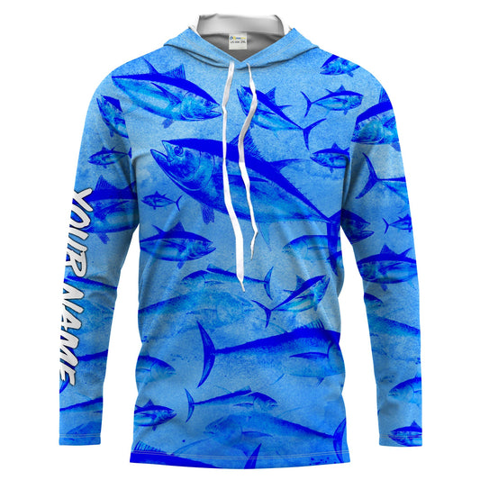 Bluejose Tuna Fishing Saltwater Fish Ocean Blue Camo    Long Sleeves