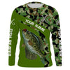 Bluejose Crappie Fishing Green Camo Custom Tournament Fishing Long Sleeves, Long Sleeves Hooded Shirt