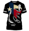 Bluejose Tx Fishing 3D Fish Hook Texas Flag Black Vintage Fish On   Quick Dry Customize Name Long Sleeves Fishing Shirts