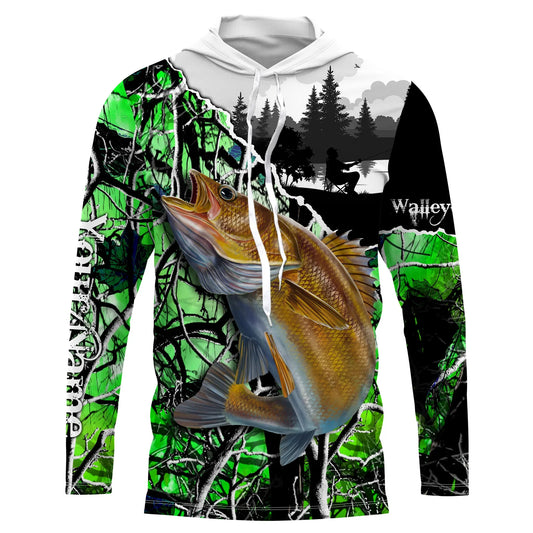 Bluejose Custom Walleye Fishing Green Camo Tournament Fishing Jerseys, Walleye