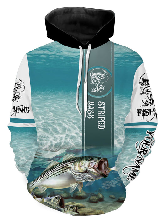 BlueJose Striped Bass ( Striper) Fishing 3D Hoodie