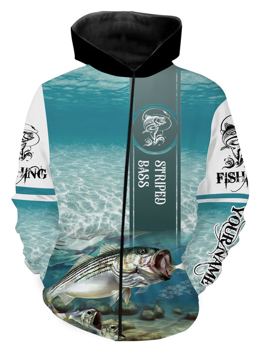 BlueJose Striped Bass ( Striper) Fishing 3D Hoodie