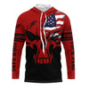 Bluejose Custom American Flag Fishing Fish Reaper Skull Red And Black Fishing Jerseys| Long Sleeve Shirts