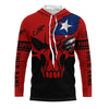 Bluejose Custom Texas Flag Fishing Fish Reaper Skull Red And Black Fishing Jersey, Fishing Long Sleeve Shirts