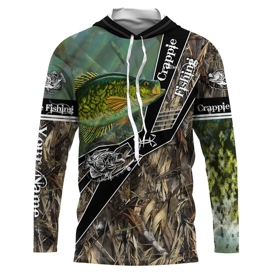 Bluejose Crappie Fishing Camo Freshwater Fish   Customize Name Long Sleeves Fishing Shirts