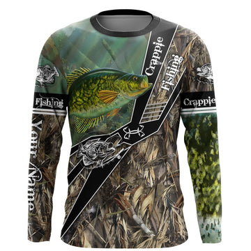 Bluejose Crappie Fishing Camo Freshwater Fish   Customize Name Long Sleeves Fishing Shirts
