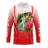 Bluejose Largemouth Bass Fishing Red Camo Bass Jersey Customize Name Bass Fishing Tournament Long Sleeve