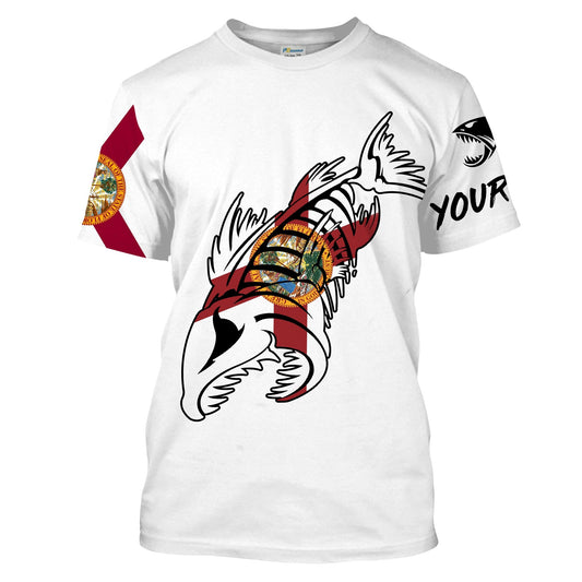 Bluejose Fish Reaper Fishing Florida Flag Patriotic Customize Name   Quick Dry Long Sleeves Fishing Shirts