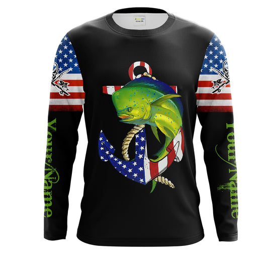Bluejose Mahi Mahi Dorado Fishing Legend American Flag 4Th July Customize Name