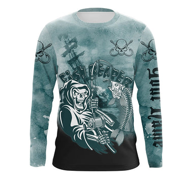BlueJose Halloween Fish Reaper Fishing Custom Name Long Sleeve Shirts