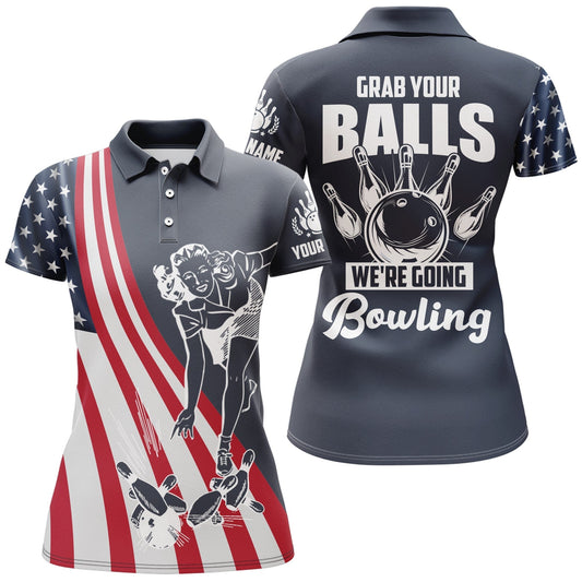 BlueJose Grab Your Balls We're Going Bowling Premium Customized Name 3D Shirt For Women
