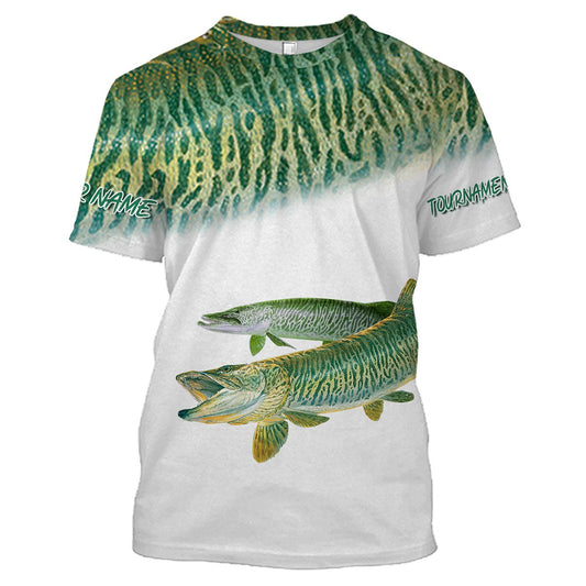 BlueJose Musky Tournament Fishing Customize Name 3D Shirts