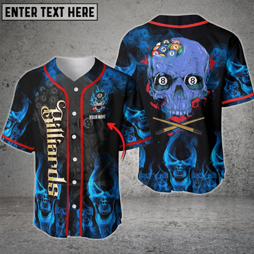BlueJose Personalized Billiard Ball Skull Baseball Jersey Shirt