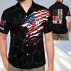 BlueJoses USA Flag Patriotic Button-Down Personalized Name Hawaiian Shirt