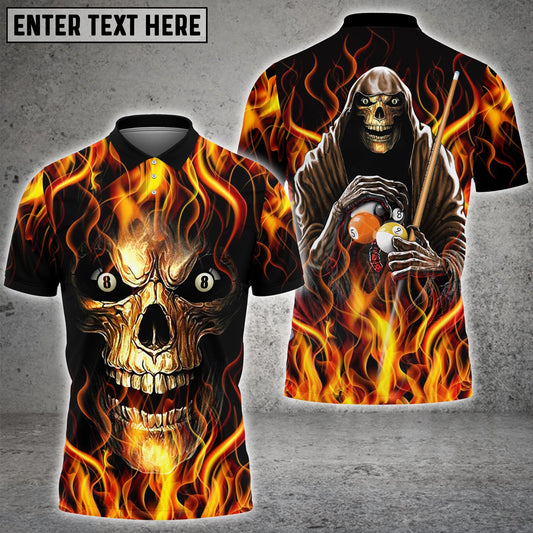 BlueJose Personalized Billiard Ball Skull Player Polo Shirt