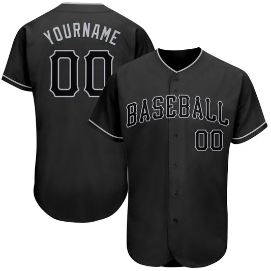 BlueJose Custom Black Black-Gray Authentic Baseball Jersey