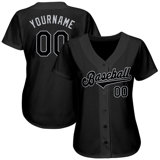 BlueJose Custom Black Black-Gray Authentic Baseball Jersey