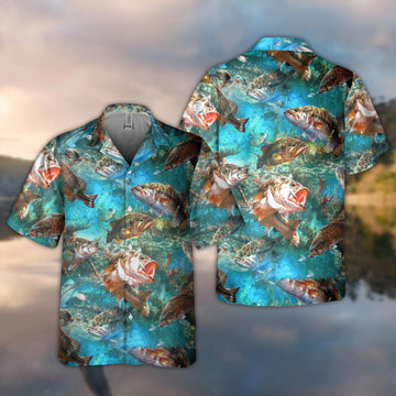 BlueJose Bass Fishing Water All Over Print 3D Hawaiian Shirt