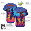 BlueJose Custom Royal Navy-Orange 3D Pattern Design Palm Trees Authentic Baseball Jersey