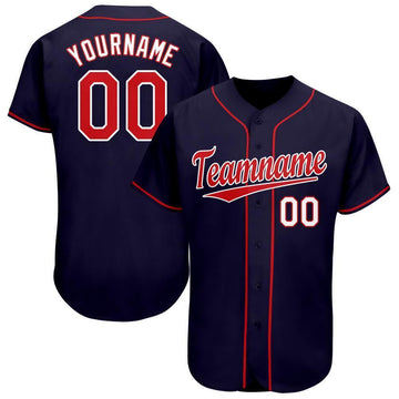 BlueJose Custom Navy Red-White Baseball Jersey