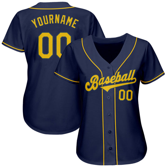 BlueJose Custom Navy Gold Authentic Baseball Jersey