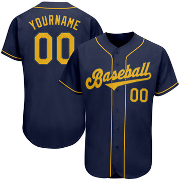 BlueJose Custom Navy Gold Authentic Baseball Jersey