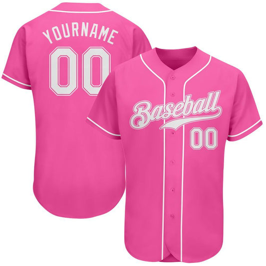 BlueJose Custom Pink White Authentic Baseball Jersey