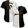 BlueJose Custom White-Black Old Gold Authentic Split Fashion Baseball Jersey