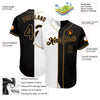 BlueJose Custom White-Black Old Gold Authentic Split Fashion Baseball Jersey