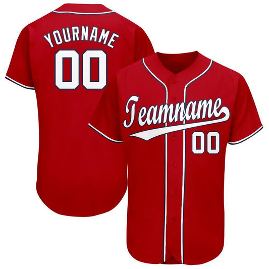 BlueJose Custom Red White-Navy Baseball Jersey