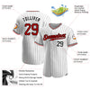 BlueJose Custom White Black Pinstripe Red-Black Authentic Baseball Jersey