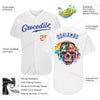 BlueJose Custom White Royal-Orange Skull Fashion Baseball Jersey